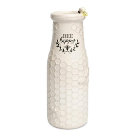 Young's Inc Bee Happy Vase front view with honeycomb design for chic shelves.