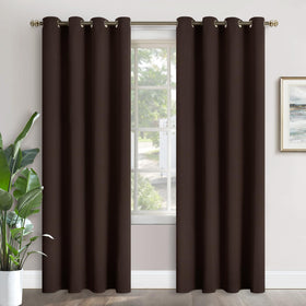 YoungsTex brown blackout curtains panel 52x84, smooth gliding grommets for easy hanging