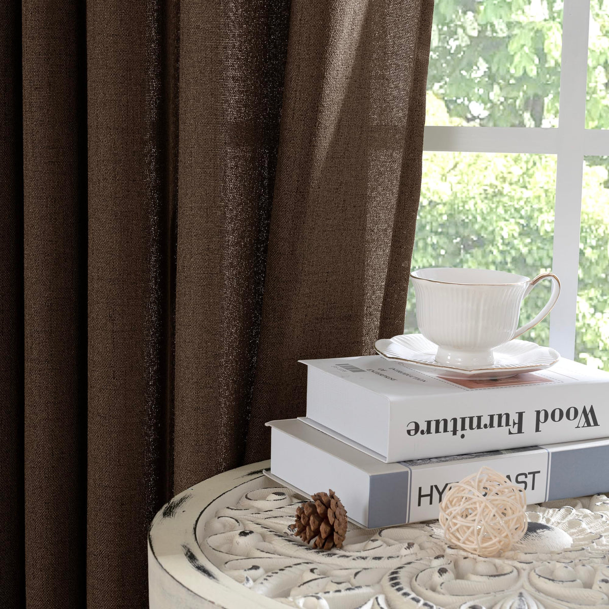 YoungsTex brown curtains provide a warm, natural drape in home decor.