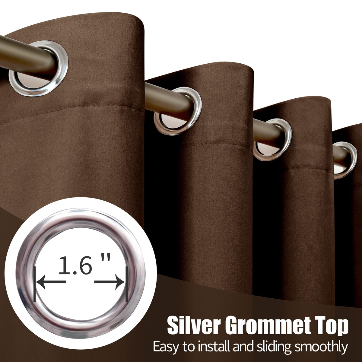 YoungsTex brown velvet curtains enhance bedroom decor with luxury sheen