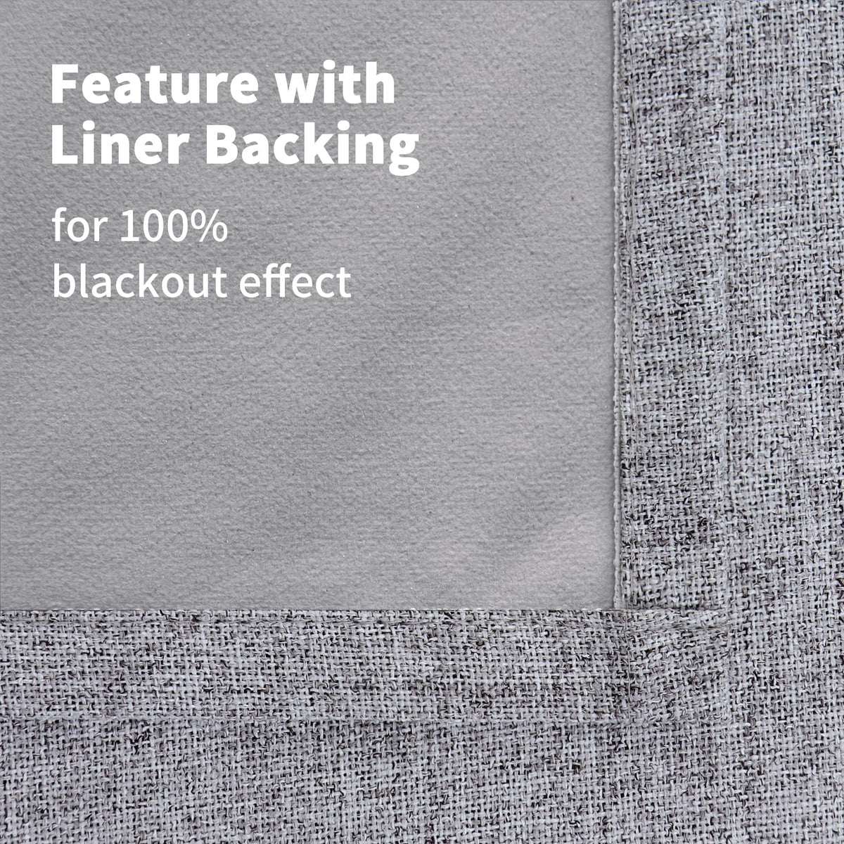 YoungsTex grey linen drapes help balance drafts in winter.