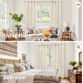 YoungsTex light-filtering curtains 84 inches long create soft, diffused daylight.
