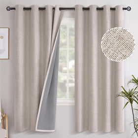 YoungsTex linen blackout curtains panel close-up with light-blocking fabric