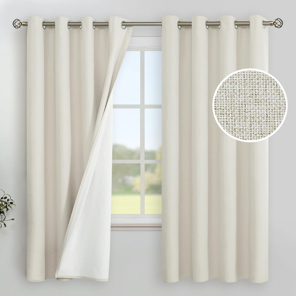 YoungsTex linen blackout curtains fabric texture close-up showing premium weave for a calm bedroom