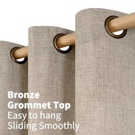 YoungsTex Oatmeal Linen bedroom décor drapes add warmth.