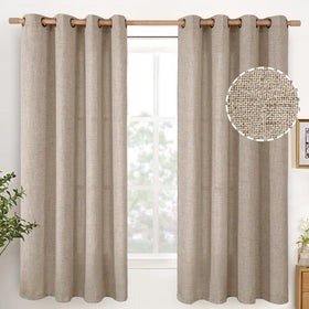 YoungsTex Oatmeal Linen curtain panel close-up showing texture for cozy spaces.