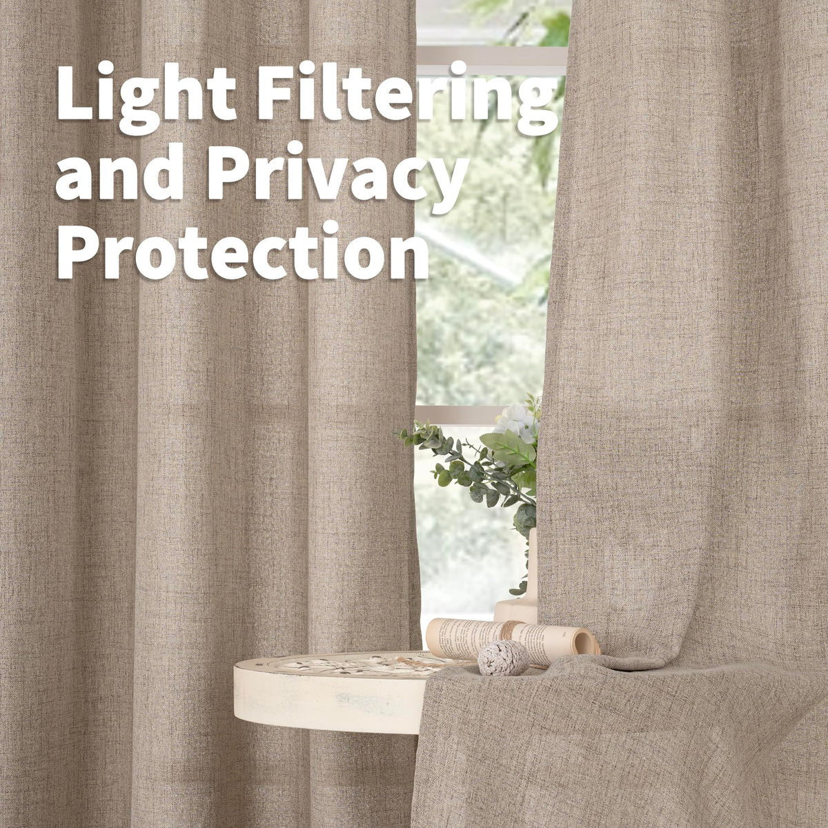 Bronze grommets on YoungsTex curtains add vintage detail and rod compatibility.