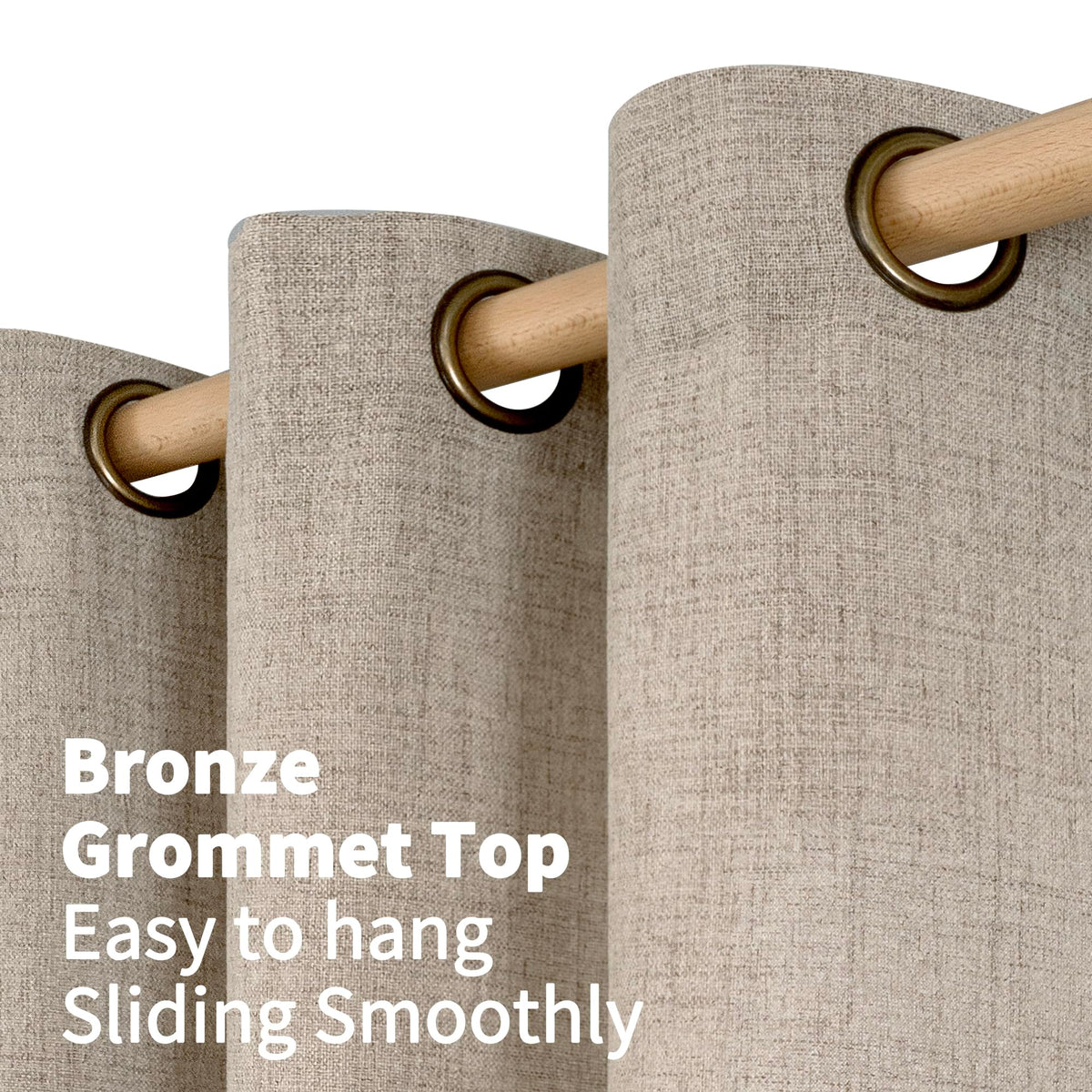 Curtains hung on a rod by YoungsTex create a soft, inviting cascade.