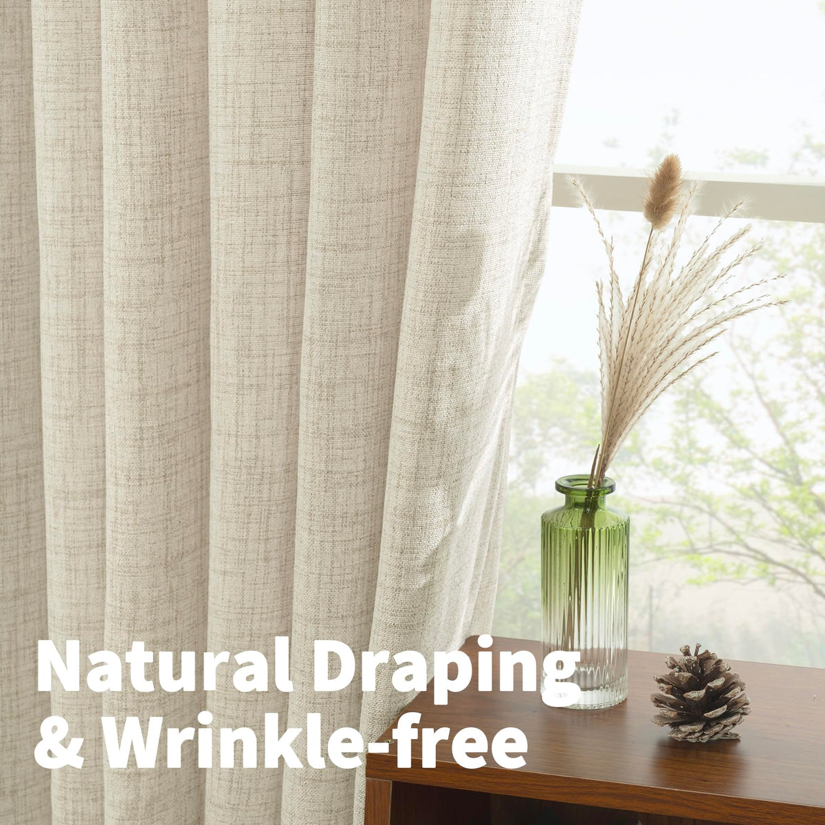Textured linen-look fabric from YoungsTex adds warmth and depth.