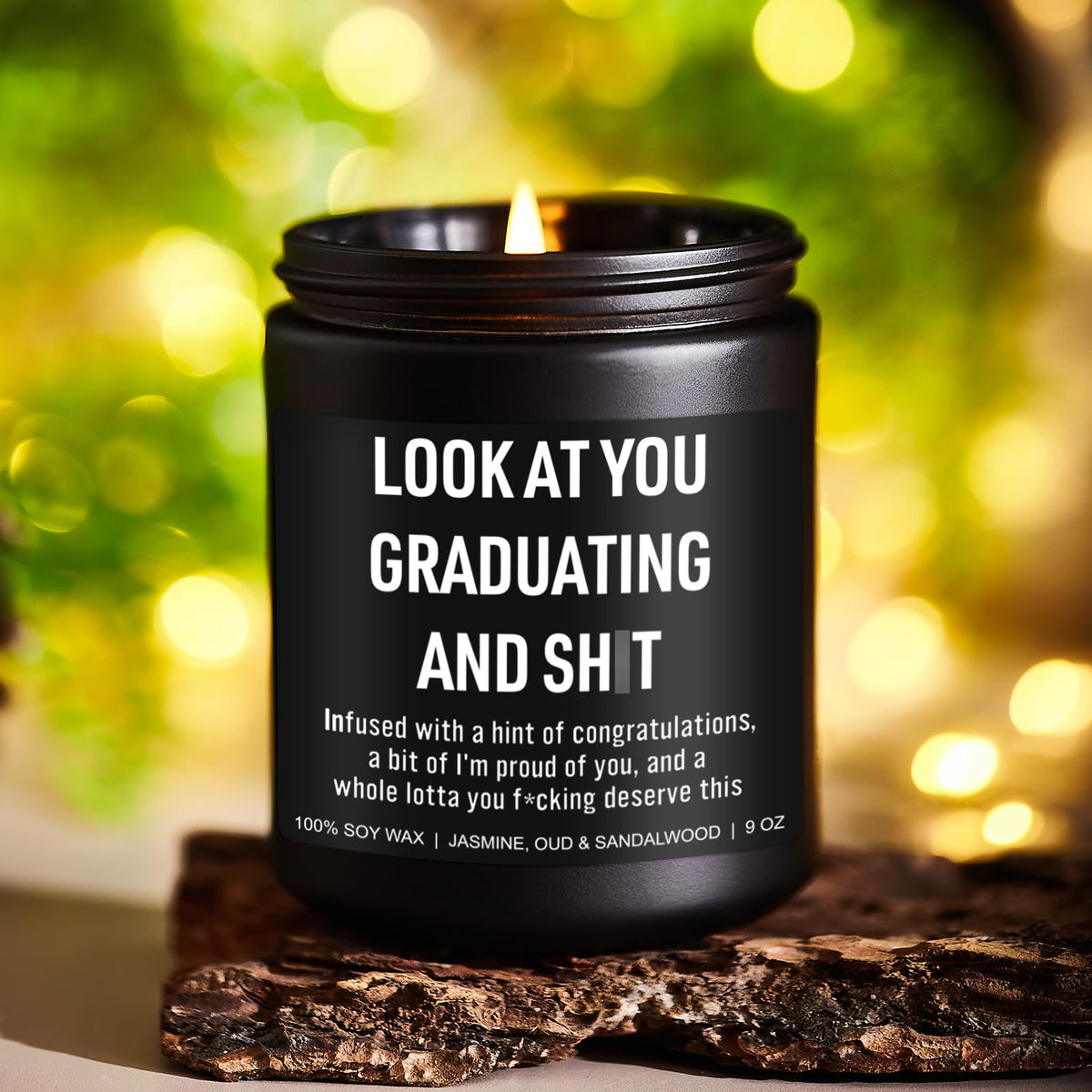 Candle with up to 50 hours burn time feature labeled by Younift