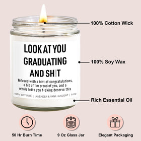 Younift Funny Grad Candle jar showing a reusable glass container for sustainable gifting