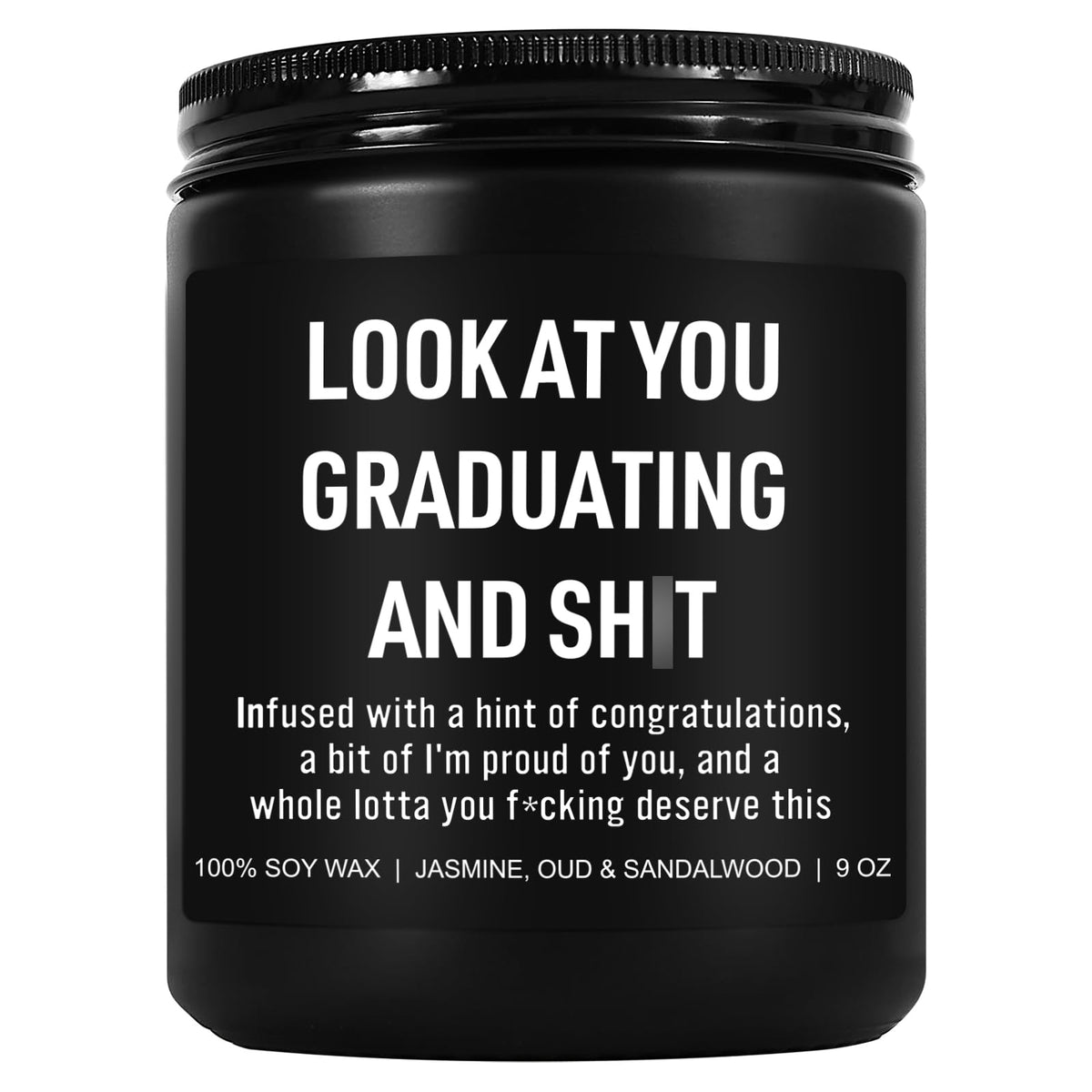 Younift Funny Grad Candle in a sleek 9 oz jar, ready to gift