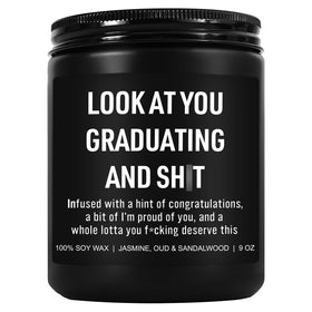 Younift Funny Grad Candle in a sleek 9 oz jar, ready to gift