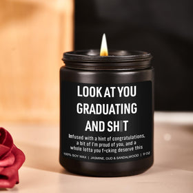 Reusable glass jar with lid from Younift graduation candle