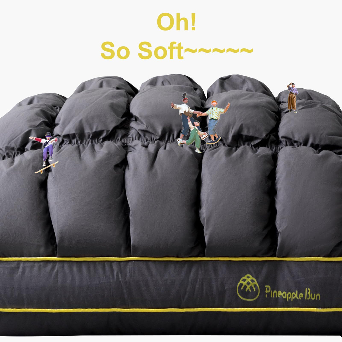 YOUR MOON pillow green piping detail adds stylish, hotel-inspired accent