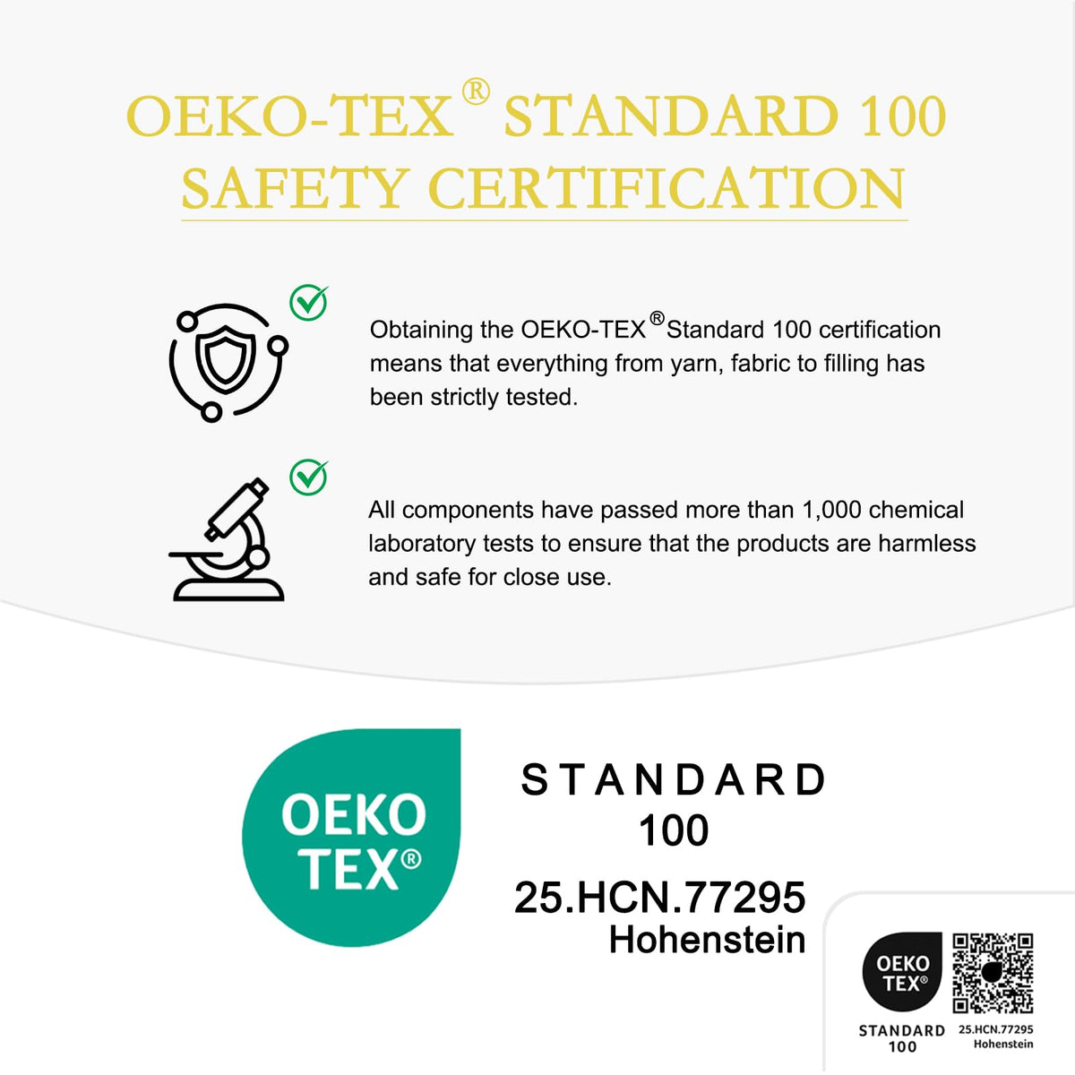 YOUR MOON OEKO-TEX certified materials assure safe sleeping