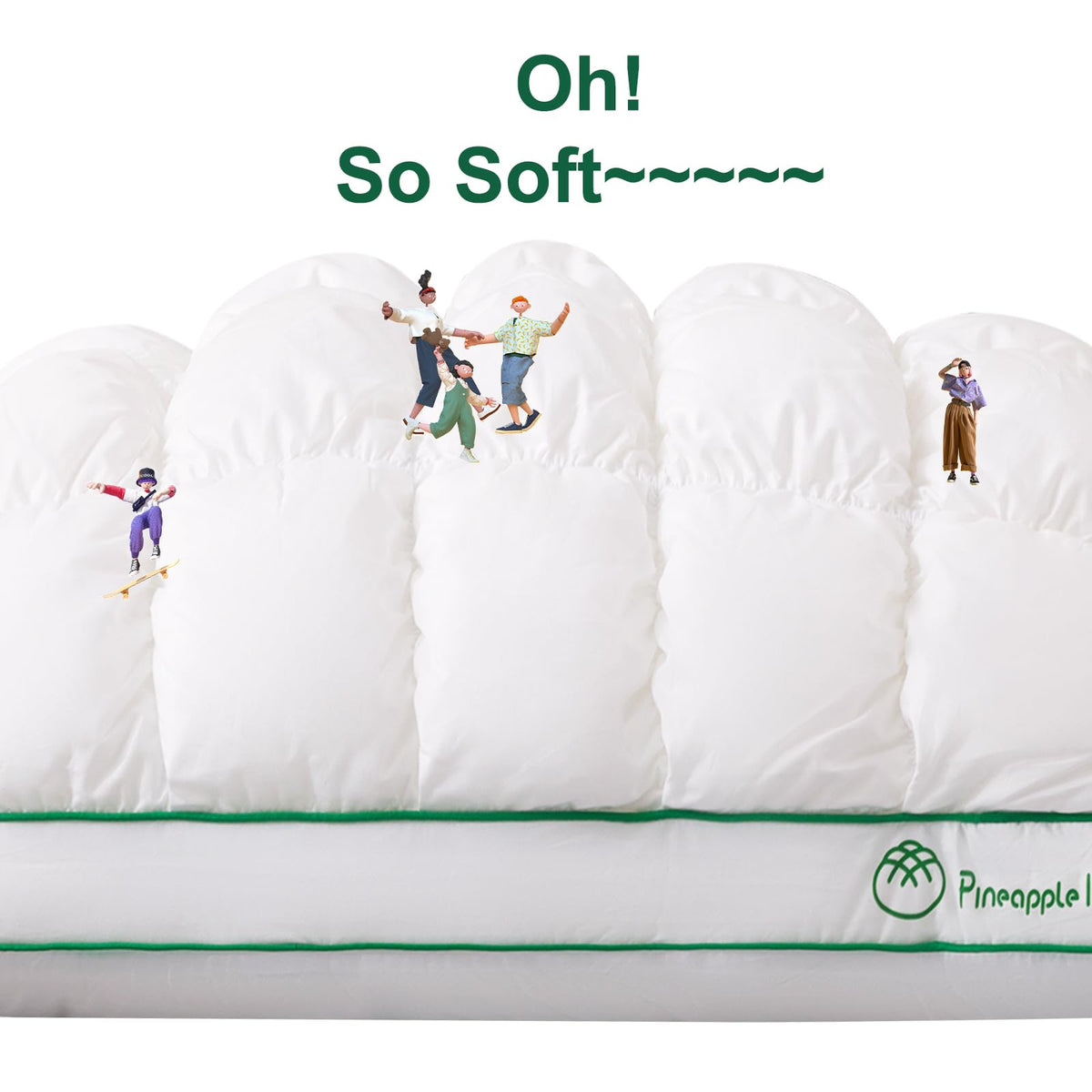 Your Moon pillow showcases green piping for a luxurious bedroom accent.