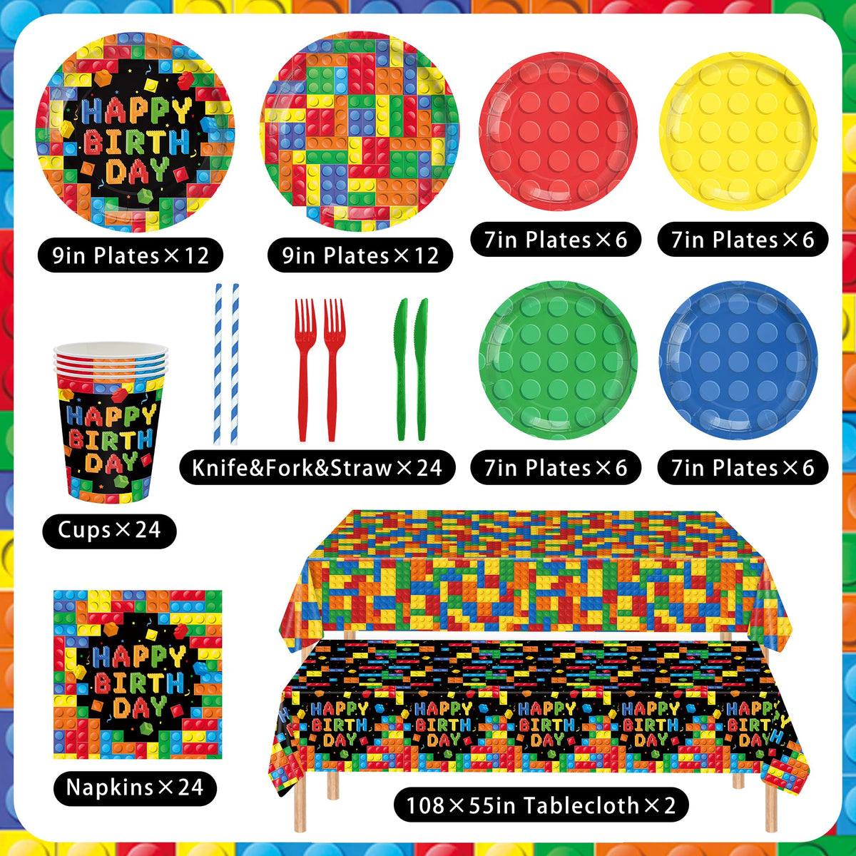 YOURUIYF building block party cups highlight vivid patterns to simplify serving beverages.