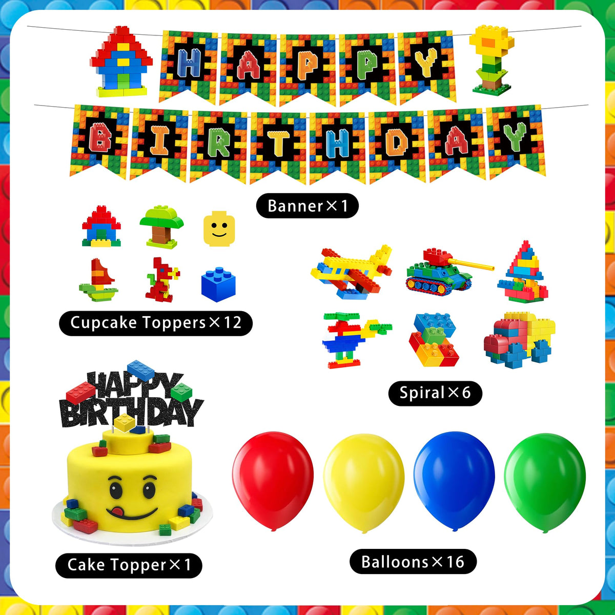 YOURUIYF building block party plates 7-inch add convenience for kids' snacks and desserts.
