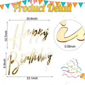 Yousoontic birthday decal gold mirror letters ideal for arch backdrops and walls.