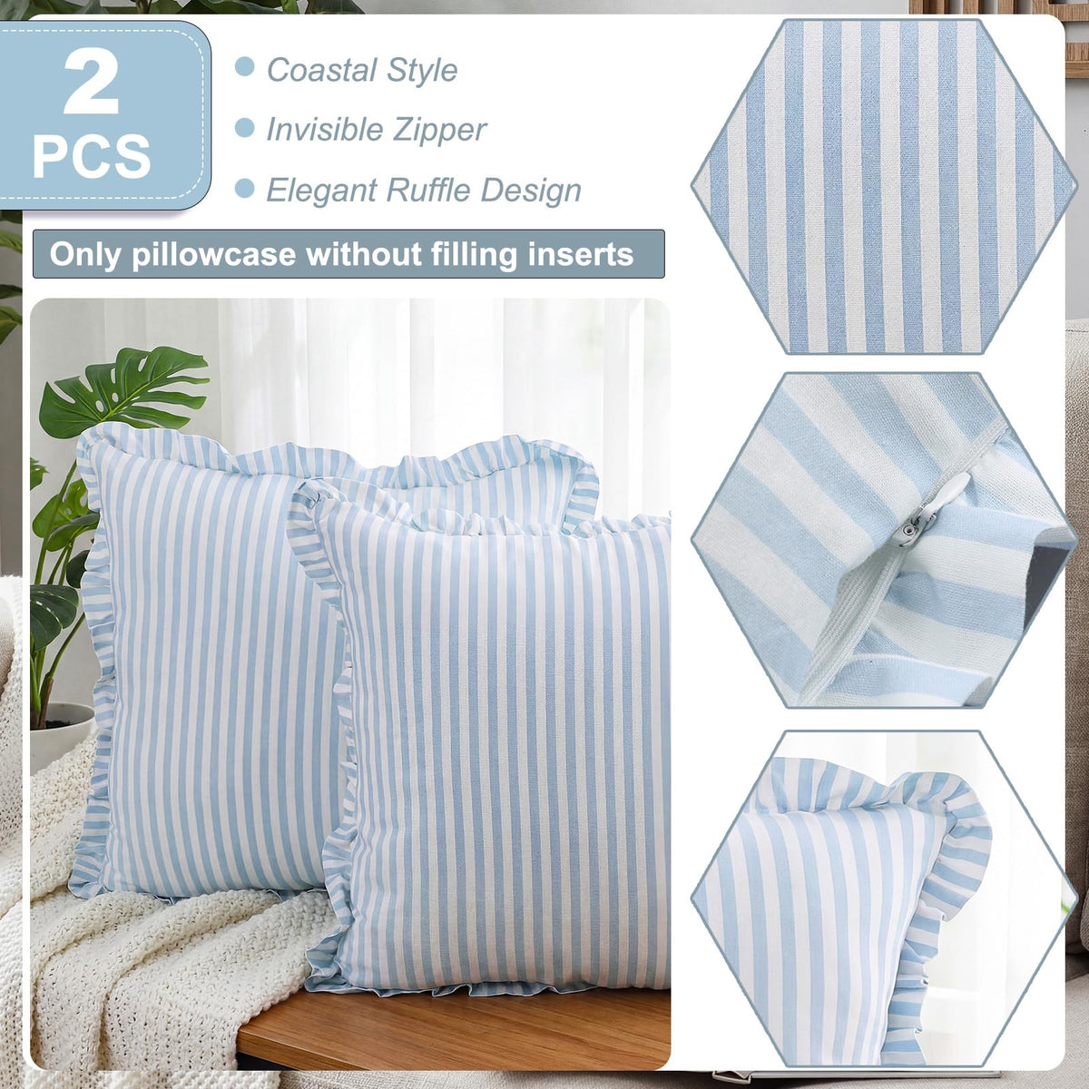 Yousoontic invisible zipper design keeps stripe pillow cover sleek.