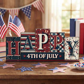 Yousoontic double-sided sign close-up showing summer theme and Independence Day design.