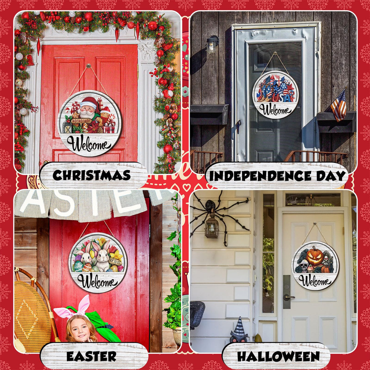Yousoontic welcome sign patriotic theme offers classic front-porch appeal