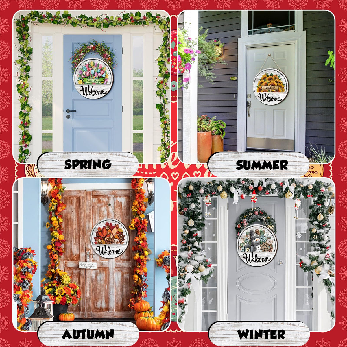 Yousoontic welcome sign winter theme evokes cozy doorstep warmth