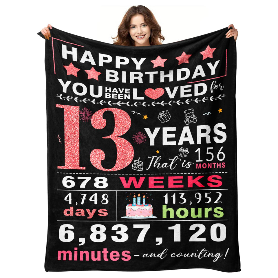 YPURTSD 13th birthday blanket with dreamy text, perfect for a teen’s room
