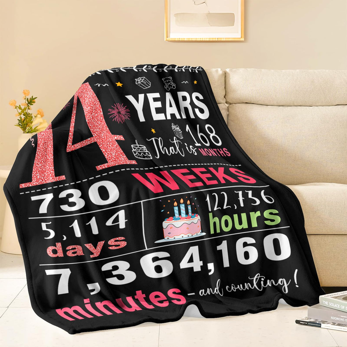 YPURTSD blanket couch-decor, versatile decor for 14th birthday celebrations.