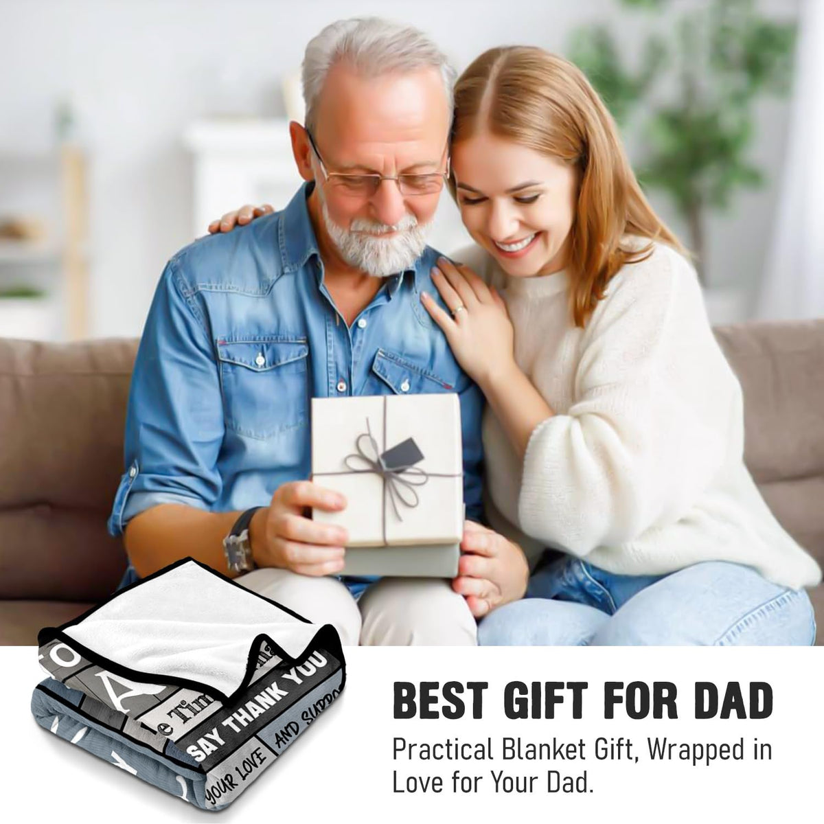 YPURTSD dads gift ideas blanket with heartfelt message for birthdays and holidays.