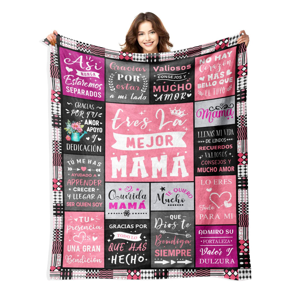 YPURTSD Mama Blanket on a sofa with soft fleece for cozy warmth.
