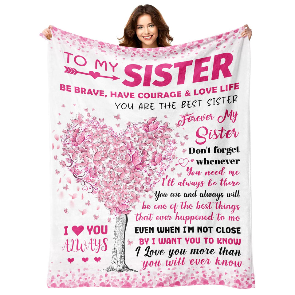 YPURTSD sister blanket with love tree and heart quotes for cozy moments