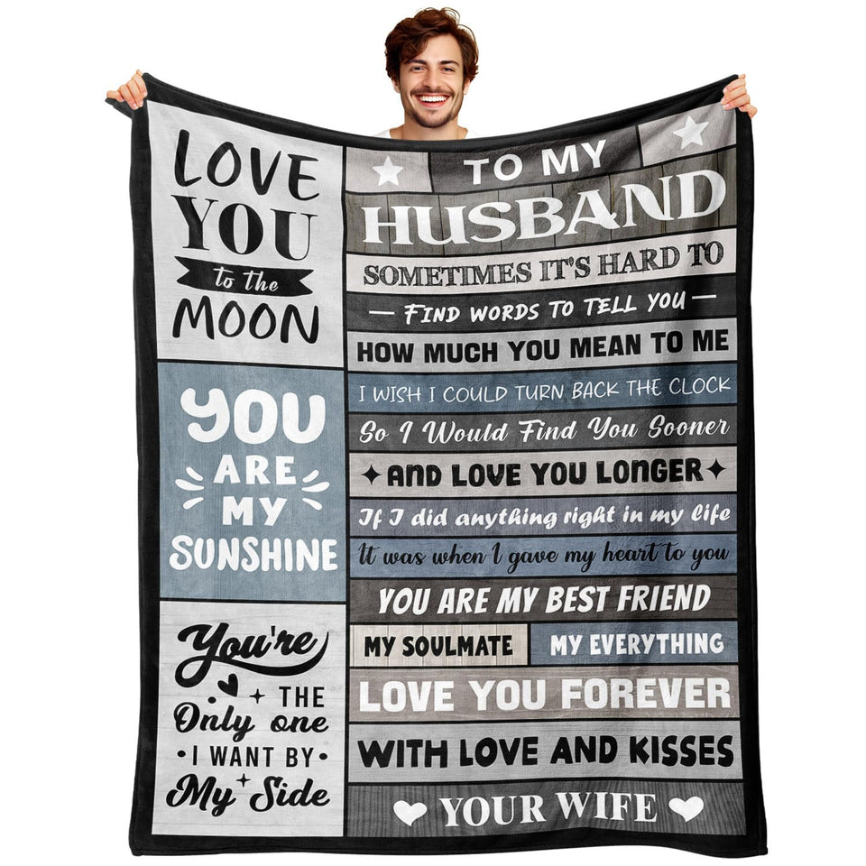 YPURTSD To My Man blanket design draped over sofa for cozy romantic living room ambiance.