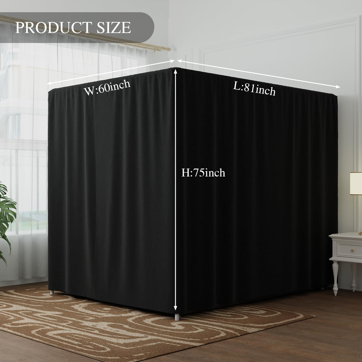 YRDKB queen-size canopy drapes in action for privacy