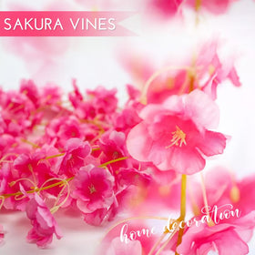 YRIOWMI cherry blossom garland enhances garden decor with soft pink accents.