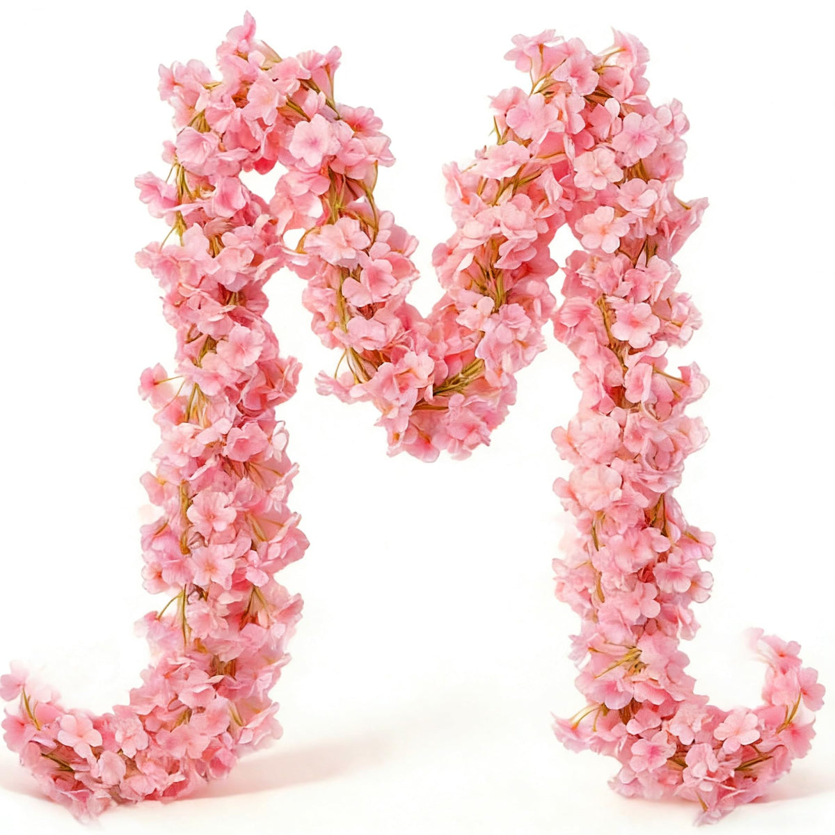 YRIOWMI cherry blossom garland close-up with pink-white gradient petals for elegant decor