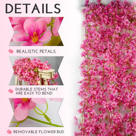 YRIOWMI silk cherry blossoms closeup reveals realistic petals and vein detail.
