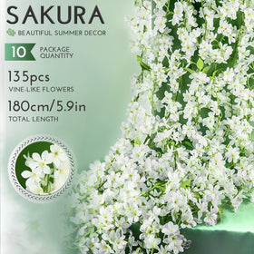 YRIOWMI silk cherry blossoms closeup showing delicate petals and leaf veining for year‑round charm