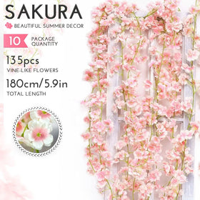 YRIOWMI silk cherry blossom vines are pliable for draping on railings.