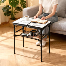 Yriuat aluminum-frame tray offers sturdy stability for meals and work.