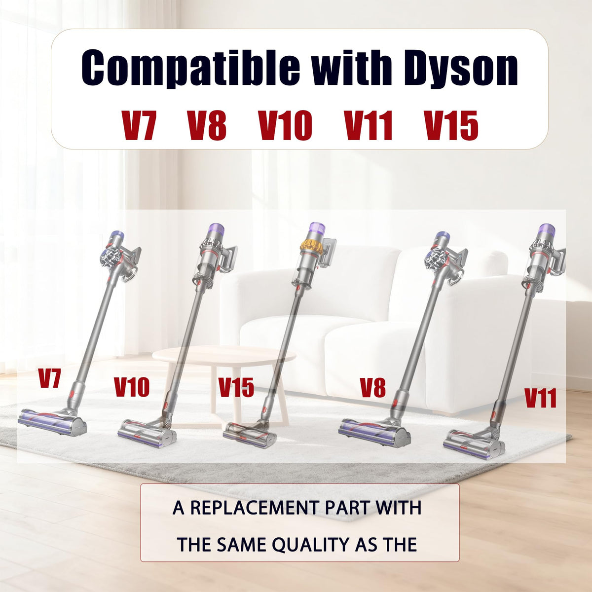 YRUKOMU wand tube replacement for Dyson V8 with secure quick-release fit