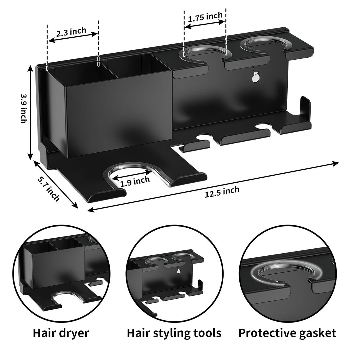 YSD wall-mounted organizer with top shelf for combs and clips.