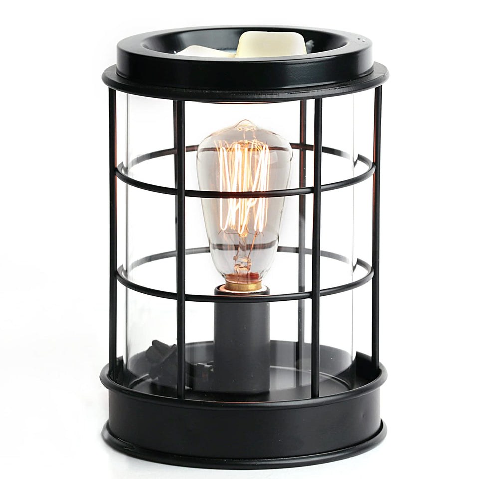 YSong electric wax melt warmer front view showing rustic charm and warm glow for cozy spaces.