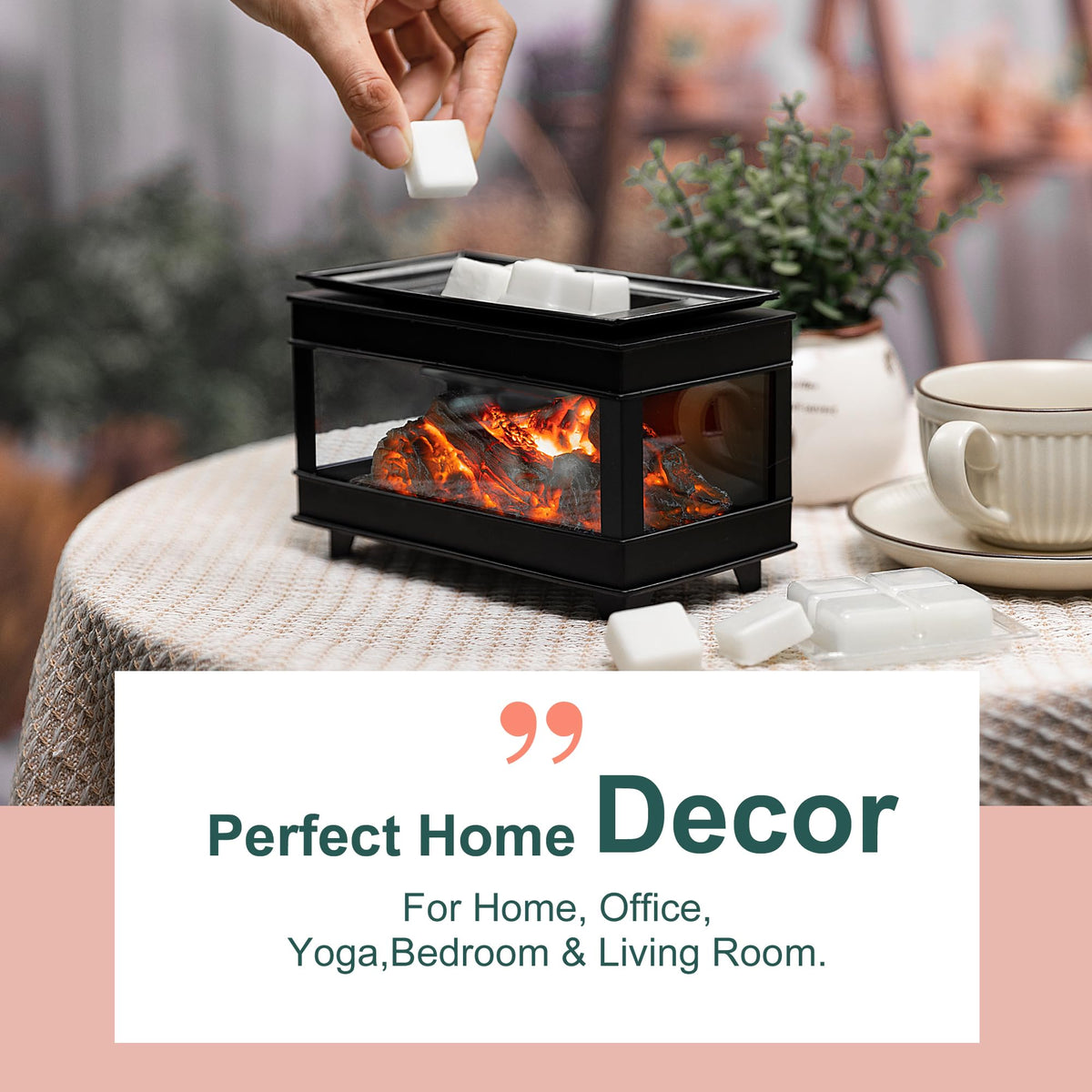 YSong wax warmer with LED flame visual creates warm atmosphere while melting your favorite wax.