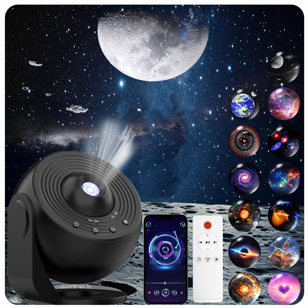 Ysonla Galaxy Projector Pro Earth disc creates a vivid planetary scene in your room.