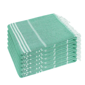YSYJ Turkish beach towel 6-pack teal, rolled for easy transport and soft touch.