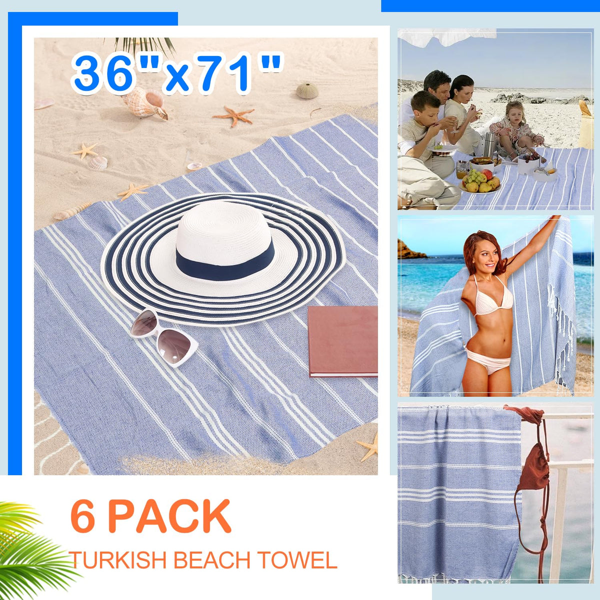YSYJ quick-dry Turkish beach towel 36x71 ideal for pool or beach use.