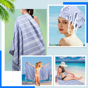 YSYJ sand-free Turkish beach towel 36x71 keeps surfaces clean.