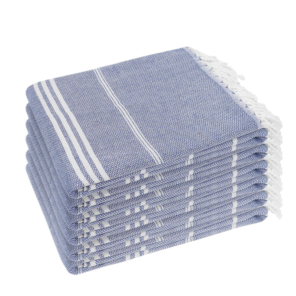 YSYJ Turkish beach towel six-pack 36x71 laid flat for sand-free comfort.